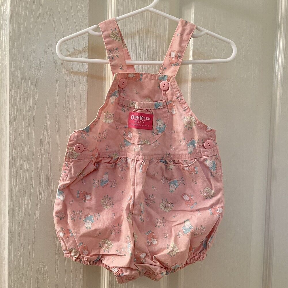 Vintage Oshkosh B'gosh Pink Bubble Romper Floral Babies Print USA Size 24 Months